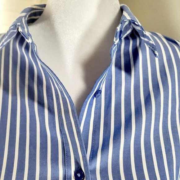 Easy Care Cotton Stripe Print Point collar Short sleeve Button Front shirt Size - Picture 12 of 14